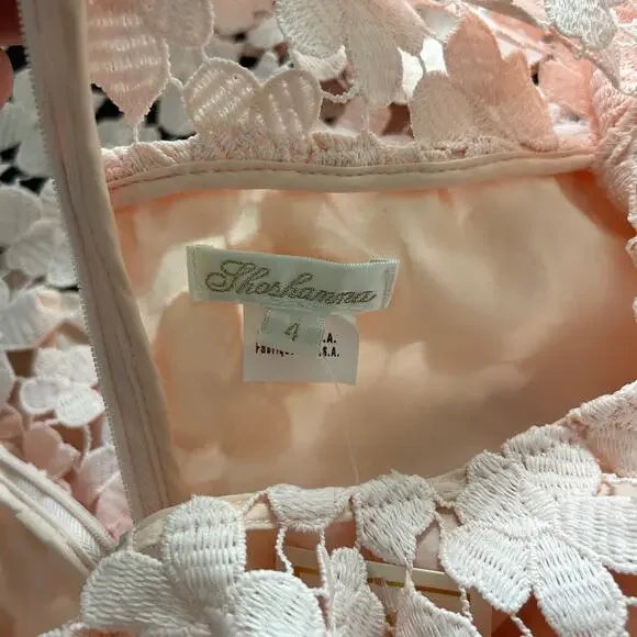 Shoshanna Marcella Lace Dress Blush Pink Anthropologie Floral Midi Size 4 - Picture 12 of 16